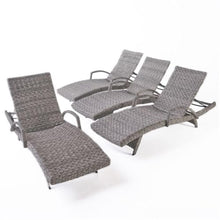 Noble House Crete Outdoor Aluminum Chaise Lounge Set of 4 Grey