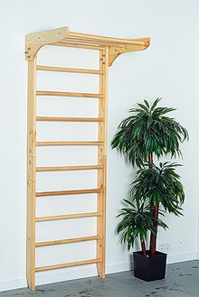 Generic Wooden Wall Stall Bars for Kids and Adults - Swedish Ladder with Pull-Up Bar
