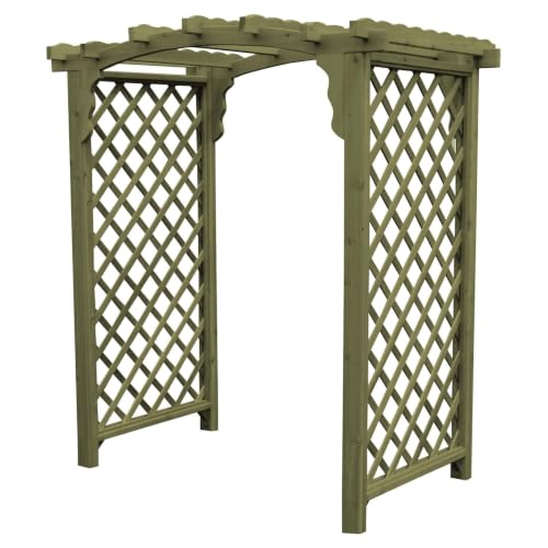 Keystone Amish Co. Newberry Cedar Garden Arbor, Heavy Duty Outdoor Wooden Archway Trellis for Climbing Plants, Amish Crafted, Made in USA, 5-Foot, Linden Leaf Stain