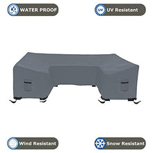 Patio U Shape Sofa Cover 12 Oz Waterproof - 100% UV & Weather Resistant Customize Outdoor Sofa Cover with Air Pockets and Drawstring with Snug Fit (33" H x 150" W x 40" D, Grey)