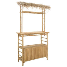 LKJephalotrope Bamboo Outdoor Bar Table with Roof, Natural, 43 x 20 in