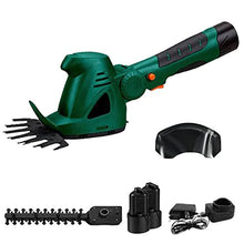 10.8V Hedge Trimmer Grass Shear, 2-in-1 Electric Small Hedge Trimmer, Handheld Grass Trimmer One-Handed IP67 Waterproof, with 2 Interchangeable Blades & 2pcs Rechargeable Batteries