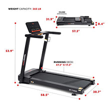 Sunny Health & Fitness Slim Folding Treadmill with 12-Level Auto Incline Black