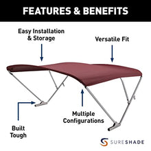 SureShade Power Pontoon Bimini Top Clear Anodized Frame Burgundy