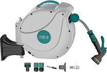 REROM Outside Automatic Telescopic Hose Cart,Hose Reel Cart Hose Reels Garden Hose Storage Artifact Wall-Mounted Hose Reel 180° Rotation Hose Reels (Color : Gary, Size : Hose Reel+30m Pipe)