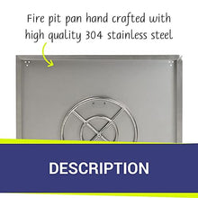 36" Stainless Steel Square Drop in Pan with 18" Fire Ring