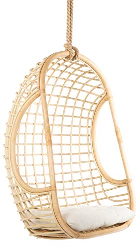 KOUBOO Grid Rattan Hanging Chair, Indoor Hanging Egg Chairs, Swings, Hammock Chairs with Stands for Patio, Bedroom, Adjustable Height Resistant, Natural