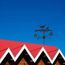 Weathervanee with Roof Mount Metal Weathervane Decoration Black Weather Vane Wind Direction Indicator Kit Metal Bracket Weather Vane for Roof Garden Home Garden Sheds Fence Posts Pergola (Bird)