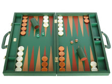 Zaza & Sacci Genuine Dollaro Leather Backgammon Set Large 23" Green