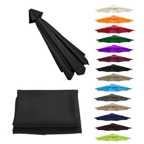 MXJCKSOQ UV Protection Canopy Replacement for 2- Sun Umbrella - Outdoor Parasol Top Cover Grass Green Perfect for Sun Shade & Weather Resi /8 arms,Black-9.8ft (300cm)/8 arms