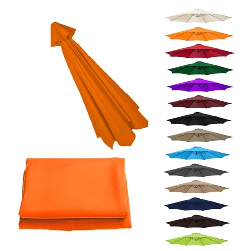 MXJCKSOQ UV Protection Canopy Replacement for 2- Sun Umbrella - Outdoor Parasol Top Cover Grass Green Perfect for Sun Shade & Weather Resi /6 arms,Orange-9.8ft (300cm)/6 arms