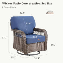 callmego Outdoor Glider Chair with Swivel Rocker Base and T-Back Cushion, 5 Inch Thick Foam for Porch Yard Seating