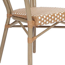 Merrick Lane Celia Indoor/Outdoor Bistro Stack Chair Set of Four Natural & White Rattan Light Natural Frame