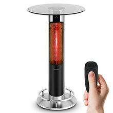 SereneLife Infrared Patio Heater, Electric Patio Heater for Indoor/Outdoor Use, Portable Table Heater with Remote Control, 1500 W, for Restaurant, Patio, Backyard, Garage, Decks (Off Black)