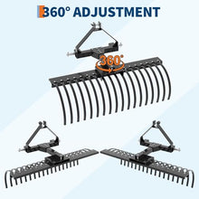 LALFPET Heavy Duty 50 Inch Tow-Behind Dethatcher Rake for Tractor - 3-Point Hitch Attachment - 18 Steel Tines - Ideal for Lawn, Garden, Farm, and Grass Maintenance - Size: 50 Inch