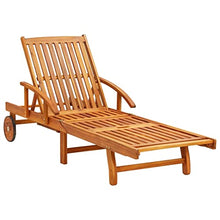 WANGKENSU Outdoor Wood Lounge Chaise,Patio Lounger for Pool,Beach Chair,Outdoor Bed,2 Piece Sunlounger Set with Table Solid Acacia Wood (Brown 78.3" x 26.4" x 11.8 (L x W x H))