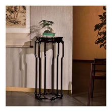 WOAITIANTIAN Vase Stand Hexagonal Classical Chinese Style Bonsai Base, Openwork Carving Redwood Ornament Display Rack