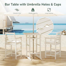 Furnimart 5-Piece Adirondack Bar Height Patio Set, Outdoor Bar Set with Tall Bar Chairs & Table, All-Weather HDPE Furniture with Umbrella Hole for Balcony, Poolside, Backyard, White
