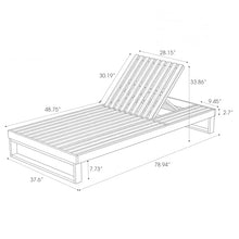 Merax 2-Piece Black Acacia Wood Chaise Lounge with 4'' Cream 2-Fold Cushion