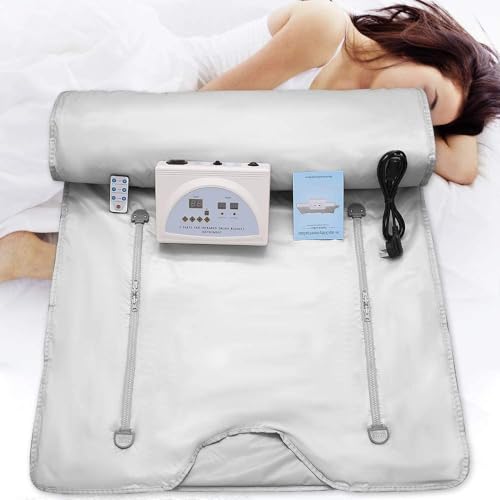 TZLGMDER Sauna Blanket Far Infrared Therapy Heat Blanket 2 Zone Body Shaping Slimming Fitness Detox Treatment Anti-Aging Beauty