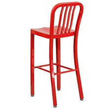 BizChair 2 Pack 30" High Red Metal Indoor-Outdoor Barstool with Vertical Slat Back