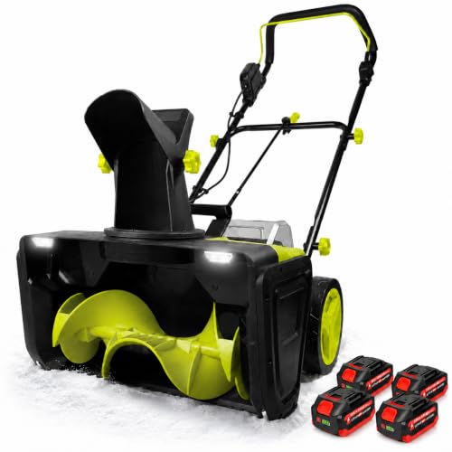 Aredwhiterui 40V Cordless Snow Blower, Push Snow Clearing Machine 4Batt