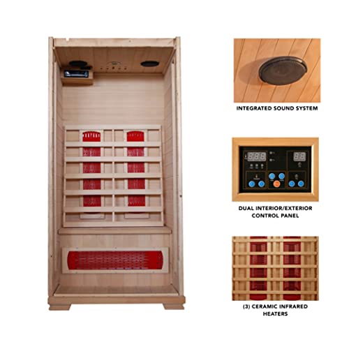 Blue Wave Radiant Saunas BSA2400 1-2 Person Hemlock Ceramic Infrared Sauna Brown