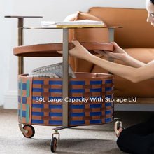 KJLYLPP Art Side Table, Stainless Steel Double-Layer Storage Trolley, Coffee Table Removable Side Table, Multifunctional Storage Basket, Suitable for Furniture Decoration