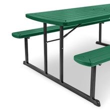 OEF Furnishings Heavy Duty Blow Molded Folding Picnic Table - Green, Black Frame