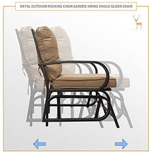 HSQQ Outdoor 2-Seat Patio Glider Bench 47” Steel Double Rocking Loveseat with Beige Cushions Patio Glider Rocker Swing Chairs for Garden, Backyard, Porch