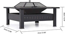 Garden Fire Pit Portable Grill Barbecue Rack 31 Inch Large Bonfire Wood Burning Patio & Backyard Firepit for with Spark Screen, Poker, and Round Fireplace Cover with Cover BBQ Cooking