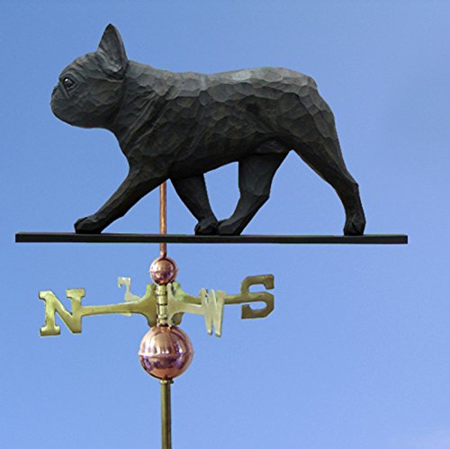 French Bulldog Hand Carved & Painted Weathervane Black Brindle, 32 Inch (+$155.00), No
