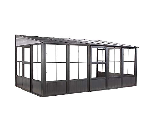 Sojag Outdoor 10' x 16' Charleston Solarium Wall-Mounted Sunroom with Mosquito Nets
