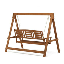 Furinno TIOMAN Hardwood A-Frame 3-Seater Porch Swing, Light Wood