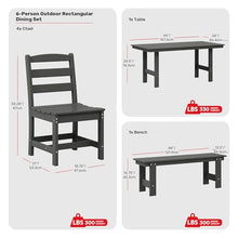 Costaelm Palms 6-Piece Outdoor HDPE Patio Dining Table Set with Bench, Gray