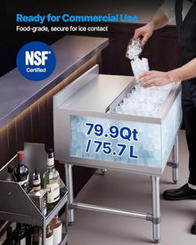 VEVOR Commercial Ice Bin, 79.9 Qt Max Capacity, 24 x 24 x 33 Inch Stainless Steel Ice Chest with Sliding Lid, 24H Long-Lasting Insulation, Cooler Cart Cocktail Unit for Bar Restaurant Pub, NSF