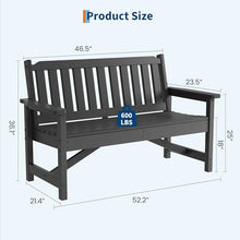 Garvee 2-Person Outdoor Benches Set of 2, HDPE Patio Slatted Bench, All-Weather Durable Garden Bench for Backyard, Porch, Lawn, and Poolside, 2 Pack, Grey
