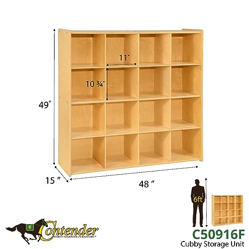 Contender Kids 16 Cubby Storage Shelf Natural
