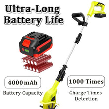 Electric Garden Tiller Cultivator, Cordless Garden Rotavator with 4 Steel Blades, 25cm Working Width, 22cm Tilling Depth, for Garden, Vegetable