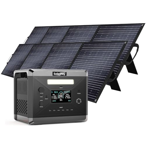 SolarPlay Q2501 2400W Portable Power Station, 2160Wh Large Capacity Solar Generator with 2x200W Solar Panel, BMS Emergency Power Station for Home Backup, Camping, Outdoor Battery Backup