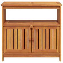 KGFHERENB Patio Console Table 31.5"x13.8"x29.5" Solid Acacia Wood Outdoor Sofa Table with Storage Shelf and Cabinet Doors for Entryway Garden Backyard Indoor