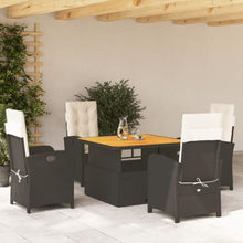 Modern 5 Piece Outdoor Dining Set, Black and Cream White Patio Furniture with Adjustable Chairs, Removable Cushion Covers, Square Table for Garden, Balcony, 4-Person Seating, Weather Resistant