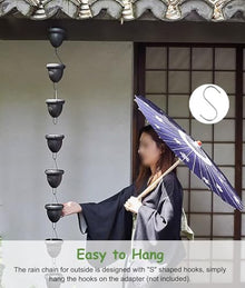 HCZKIUJ Aluminum Alloy Rain Chains for Gutters, Anti-Rust Water Diverter and Catcher, Enhances Downspout Drainage with Decorative Waterfall Effect (Style2 7m (23ft))