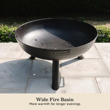 Ash & Ember 42" Ellipse Fire Pit, Heavy-Duty Cast Iron with High-Temp Black Paint, Elevated Stable Design, Integrated Drainage Hole, Outdoor Round Fire Bowl for Woodburning