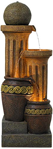 John Timberland Sphere Jugs and Columns 50" Rustic Fountain with Light