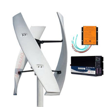 AISINILALAO 5000W Vertical 3 Blades Wind Turbine Kit, Noiseless 220V 48V 24V 12V Magnetic Levitation Coreless Wind Turbine with MPPT Controller Suitable for Wind/Solar Power Systems,24v