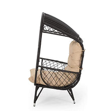 Outdoor Wicker Standing Basket Chair with Cushion for Outdoor Seating with Washable Cushion-Perfect for Balcony Deck and Poolside Furniture Sets Beige (Black)