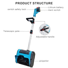 Rechargeable Snow Blower with Gloves, 1000W Electric Cordless Snow Shovel with Telescopic Pole/Adjustable Handle, 3000r/min Outdoor Snow Cleaner 8m Throwing Distance, for Patio, Playground, Farm