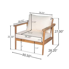 Christopher Knight Home Batis Acacia Wood Lounge Chair Outdoor Set of 2, Wooden Patio Accent Chair Set, Comfy Reading Seat with Removable Cushion, Patio Furniture Set, Teak+Beige