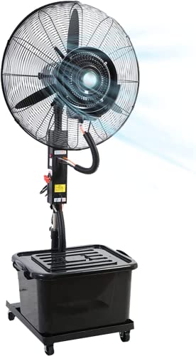 CUTPOIY Cooling Misting Fan with 43L Tank, Pedestal Fan, Adjustable Height, 3 Speeds, Cools Shop, Garage, Barn, Workshop, 70CM